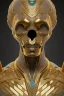 Placeholder: black male African Egyptian alien, cracks in the voodoo head, wicked, eyes, crown, Elephant, 8k, finely detailed, photo realistic, tiger turquoise skull head gold dragon space alien snow skeleton gold gorilla silver crown silver eyes