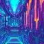 Placeholder: Giger Style Corrupted dystopia Neon Blue and Purple winter with orange reflections