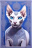 Placeholder: art by Boris Kostygov, intricate detailed Sphynx siamese cat with blue eyes