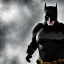 Placeholder: Fat Batman, dramatic light, close up, smoky background, high detail, cinematic, vignette