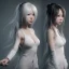 Placeholder: hitomi tanaka, dress white, long black hair, realistic, intriacte detail, sci-fi fantasy style, volumetric lighting, particales,highly detailed,cinamatic, deep colours,8k