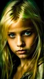 Placeholder: portrait of a poor young girl with blonde hair, Heterochromic eyes, Dark fantasy