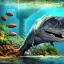 Placeholder: beautiful, stunning photorealistic mosasaurus dinosaur underwater with coral reefs, plants, murky water, julius csotony, eleanor kish, davide bonadonna, fabio pastor, paleoart, photorealistic, illustrative, digital art, 8k resolution, detailed matte, painting, artwork, masterpiece, jurrasic park