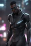 Placeholder: futuristic black man character, ultra hd et realistic art cyberpunk