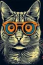 Placeholder: CAT wearing sunglasses, Style: , Mood: Groovy, T-shirt design graphic, vector, contour, WITH background.