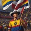 Placeholder: Colombian flag waving in the air oil painting 8k pop art