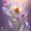 Placeholder: one big crystal subtle flower in a galactic ambiance with a beautiful fairy, transparent petals, delicate colors, in the foreground, full of details, smooth，soft light atmosphere, light effect，vaporwave colorful, concept art, smooth, extremely sharp detail, finely tuned detail, ultra high definition, 8 k, unreal engine 5, ultra sharp focus