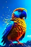 Placeholder: Generate an full body image of a parrot has a magma objects in the background and ocean objects in the background objects with an anime animal style.On Canvas, Brush Strokes, Smooth, Ultra High Definition, 8k, Unreal Engine 5, Ultra Sharp Focus, Intricate Artwork Masterpiece, Ominous, Golden Ratio, Highly Detailed, photo, poster, fashion, illustration