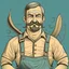 Placeholder: muscular mustached fisherman with apron and mutton chops digital art