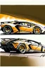 Placeholder: 2d image in color of a Lamborghini, side view of drivers side, rough drawing style