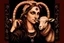 Placeholder: attractive woman with head of a goat, holding a human baby, baphomet