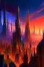 Placeholder: The picture shows a stunning scene of a fictional city. The city is characterized by tall towers that touch the sky, glowing with magical colors and reaching amazing heights. The massive towers can be seen stretching high, like pillars fading into the heavenly horizon. The streets in the city are full of life and colour. Lights twinkle and colors intersect at every corner, creating an enchanting and cheerful scene. The lighting features bright, glowing hues, from vibrant sky blue to brilliant r