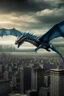 Placeholder: big dragon flying over city