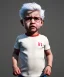 Placeholder: Pedro almodovar toddler, full body, white hair, diagonal shirt, dramatic lighting, hyper realistic