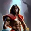 Placeholder: portrait of thundarr the barbarian, d & d, muscular! athetic slim bodybuilder, red and black, futuristic, fantasy, intricate, elegant, highly detailed, digital painting, artstation, concept art, smooth, sharp focus, illustration, art by artgerm and greg rutkowski and alphonse mucha