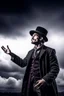 Placeholder: man magician looking at the sky changing the weather