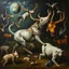 Placeholder: Surreal animal farm, maximalism, by Dado, by Miodrag Đurić, surreal horror, descent into madness, oil on canvas