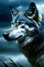 Placeholder: A wolf in a blue storm wind