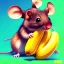 Placeholder: pixar art style of cute baby mouse eating banana, in natural environment, full body,au naturel, hyper detailed, digital art, trending in artstation, cinematic lighting, studio quality, smooth render, unreal engine 5 rendered, octane rendered