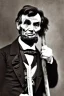 Placeholder: Abraham Lincoln holding a wooden stake walking stealthily vintage photography, beautiful, Tumblr aesthetic, retro vintage style, HD photography, hyperrealism