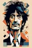 Placeholder: a highly detailed, abstract flat geometric portrait illustration of Ronnie Wood in the minimalist style of Willi Baumeister, Federico Babina and Petros Afshar, sharply detailed and finely lined, in vibrant natural colors