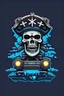 Placeholder: An 8 bit style skull and cross bones pirate logo with a submarine and a spooky blue glow