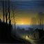 Placeholder: A black village in a shadow realm painted by Caspar David Friedrich