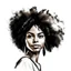 Placeholder: design of a black girl with afro hair, soft skin, curly afro, sharpen image, white background