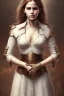 Placeholder: full body, emma watson identify face, leather armour , big busty , pintura, ,details,texture,8k quality, florest, Minimalism, Romanticism, Expressionism, Impressionism