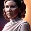 Placeholder: extremely detailed 8k hyperspace wallpaper,complete and photo realistic detailed head to waist stunning photo realistic portrait of carrie fisher as Princess Leia in star wars with photo realistic elegant but fine hair, brown eyes, professional majestic photo realistic painting by Ed Blinkey, Atey Ghailan, by Jeremy Mann, Greg Manchess, Antonio Moro, trending on ArtStation, Intricate, High Detail, Sharp focus, dramatic, by greg rutkowski, realism, beautiful and detailed lighting,