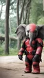 Placeholder: baby elephant, wearing deadpool costume, cute ,full body, fat , 4k