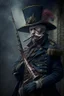 Placeholder: 70 years old victorian bloodborne soldier with a musket and cigarette