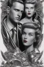 Placeholder: american dream portrait hansome man and a robot wife1950s