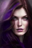 Placeholder: woman with brown hair with purplish on tips and purple eyes