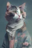 Placeholder: a cat dressed as a aesthetic human