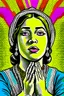 Placeholder: Vintage pop art style of a jewish woman from the torah praying to god