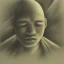 Placeholder: Zen Master in meditation on nature landscape, dramatic lighting, volumetric lighting, high quality, fit within portrait, pencil sketch