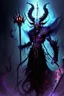 Placeholder: demon monster abyssal dark mage possessed by many souls with a staff