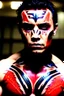 Placeholder: Jason David Frank as muscular man with short hair and tribal tattoos and piercings. Wearing a smart suit, sitting, realistic face, close-up, modern fantasy, intricate details, hyper detailed