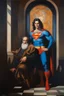 Placeholder: Oil on canvas, chiaroscuro, deep shadows, fairytale, 16th century masterpiece, rich deep colors, highly detailed portrait Superman, long black hair, blue eyes, slight smile, Boris Vallejo, Frank Frazetta, Julie bell, Caravaggio, Rembrandt, Michelangelo, Picasso, Gilbert Stuart, Gerald Brom, Jim Lee, Alex Ross, Dorian Vallejo, Stan Lee Lunar Display, northern lights, glowing, beautiful, Boris Vallejo, Frank Frazetta, Julie bell, Caravaggio, Rembrandt, Michelangelo, Picasso, Gilbert Stuart, Gerald