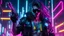 Placeholder: male cyberpunk solo with long hair, korean, Wearing Urban Gang Flash and mirrored dark sunglasses, and shot gun, headaphone, strong cyber warrior, black tatoo, attrakvtive man, Retroanime, rembradt lighting, neon complementary colors, dark vibe, scifi