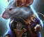 Placeholder: Back lit photo of a humanoid rat pirate, detailed, photo realistic, cinematic, by drew struzan