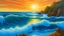 Placeholder: imagine : A mesmerizing ocean view with waves gently rolling onto a rocky shore, reflecting the vibrant blue hues of the water, set against a backdrop of majestic cliffs and a golden sunset, creating a serene and peaceful atmosphere, Painting, acrylic on canvas, focusing on intricate details of the waves and coastal landscape, --ar 16:9 --v 5