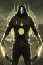 Placeholder: running berserker portrait , no face, black jogging suite , in the night Alps , holding coins , angels background, volumetric gold light, high detail, dark leaf tree, dark mountains in background, perfect, HR Giger style