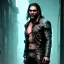 Placeholder: Actor, jason momoa, blade runner style, rain, fog, neon ambient, gradient color, clean skin, circuits, latex coat, cyber punk, neon, tubes, portrait, photo studio, unreal engine 5, smooth color, 16 bit, god lights, ray tracing, RTX, lumen lighting, ultra deatail, volumetric lighting, 3d, finely drawn, hd.