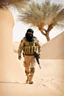 Placeholder: Photography Misterius Arabian Palestine Soldier Man Mask Walking alonely on desert