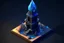 Placeholder: Dark Magic tower , Low poly, magic crystal , magic book lying side,Polygon, Geometric, 3D, Artstation, Antoni Gaudi style, Gaudism, Modern Architecture,