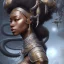 Placeholder: sango fantasy, fantasy magic, intricate, sharp focus, illustration, highly detailed, digital painting, concept art, matte, masterpiece head sexy view black African beauty black afro hair space lady silver snakeskin African princess space storm