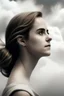 Placeholder: emma watson : The contours of the woman are crafted from dense yet delicate clouds, making her appear goddess-like as she seemingly floats weightlessly in the sky. Boundless Harmony: The amalgamation of clouds forms a feminine figure seamlessly merging with the surroun