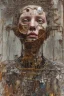 Placeholder: an abstract painting uma fridman, by anselm kiefer and lucian freud, rust, scaffolding, iron cladding, decay, mixed media, textured, anatomically correct, beautiful perfect face, sharp focus, highly detailed, cyberpunk